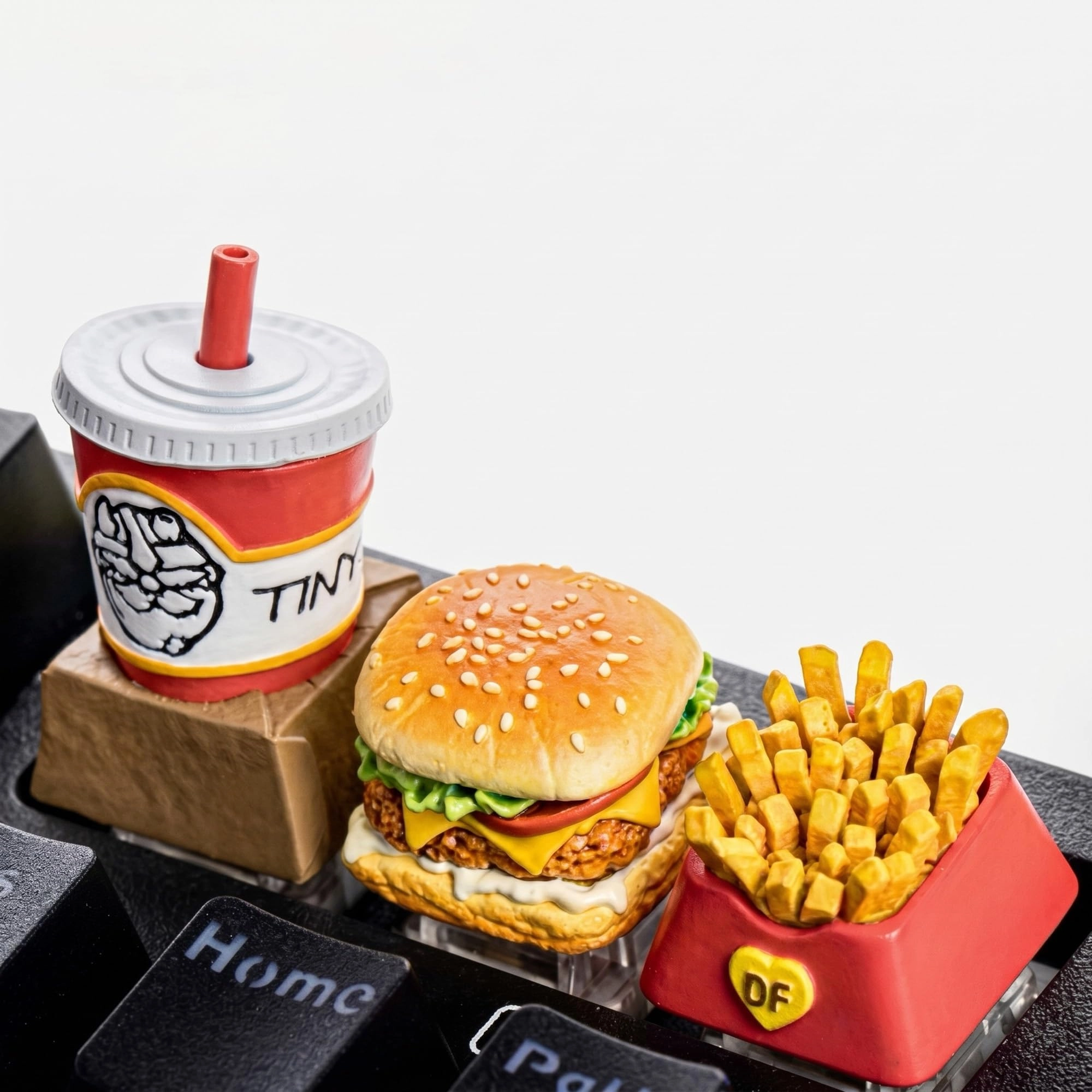 PFSLKXM Fast Food Artisan Keycap Set - Handmade Resin Cherry MX Cross Stem Compatible
