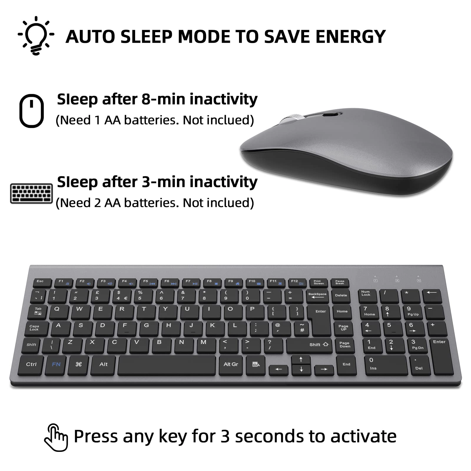 Wireless Keyboard Mouse Combo - UK Wireless