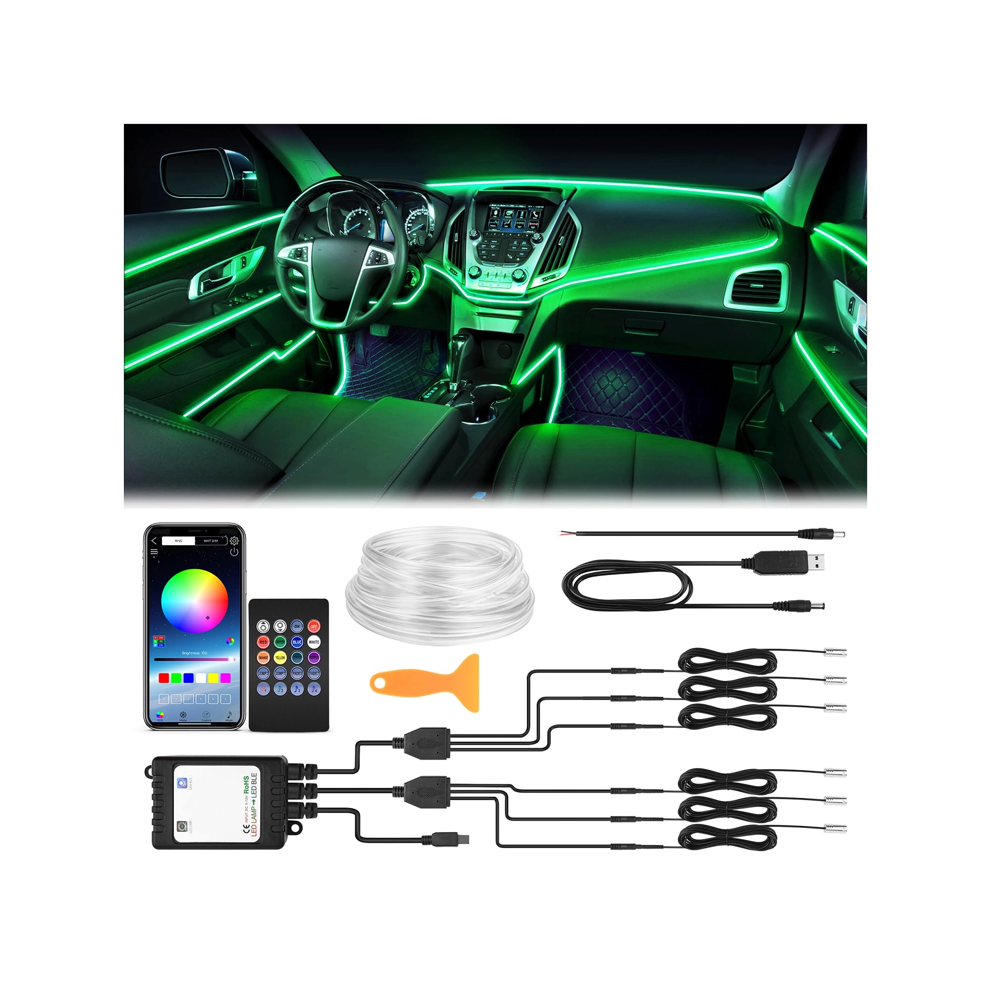 Generic Interior Car LED Strip Lights - 315 inches