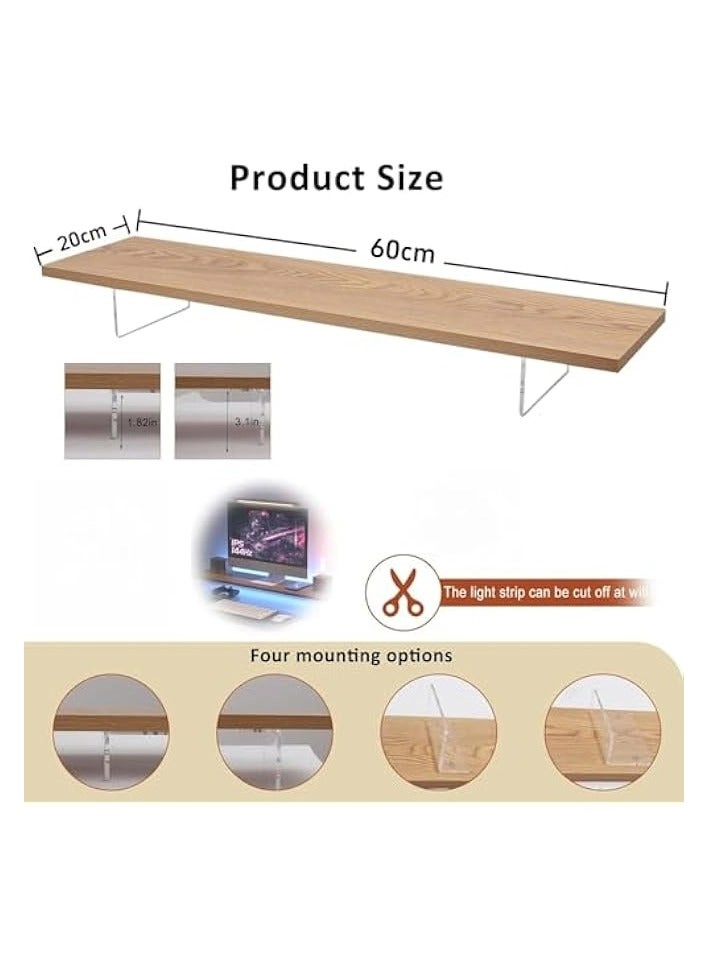 Monitor Stand Riser - Acrylic 60cm Wood