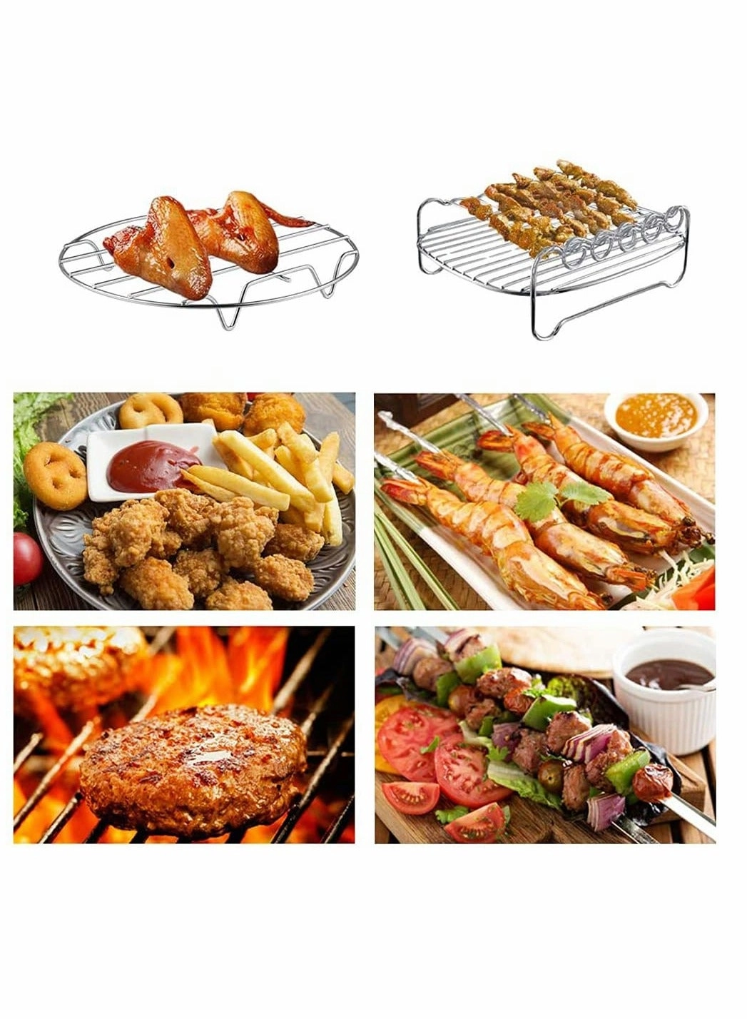 Air Fryer Rack - 304 stainless steel 5 Skewers