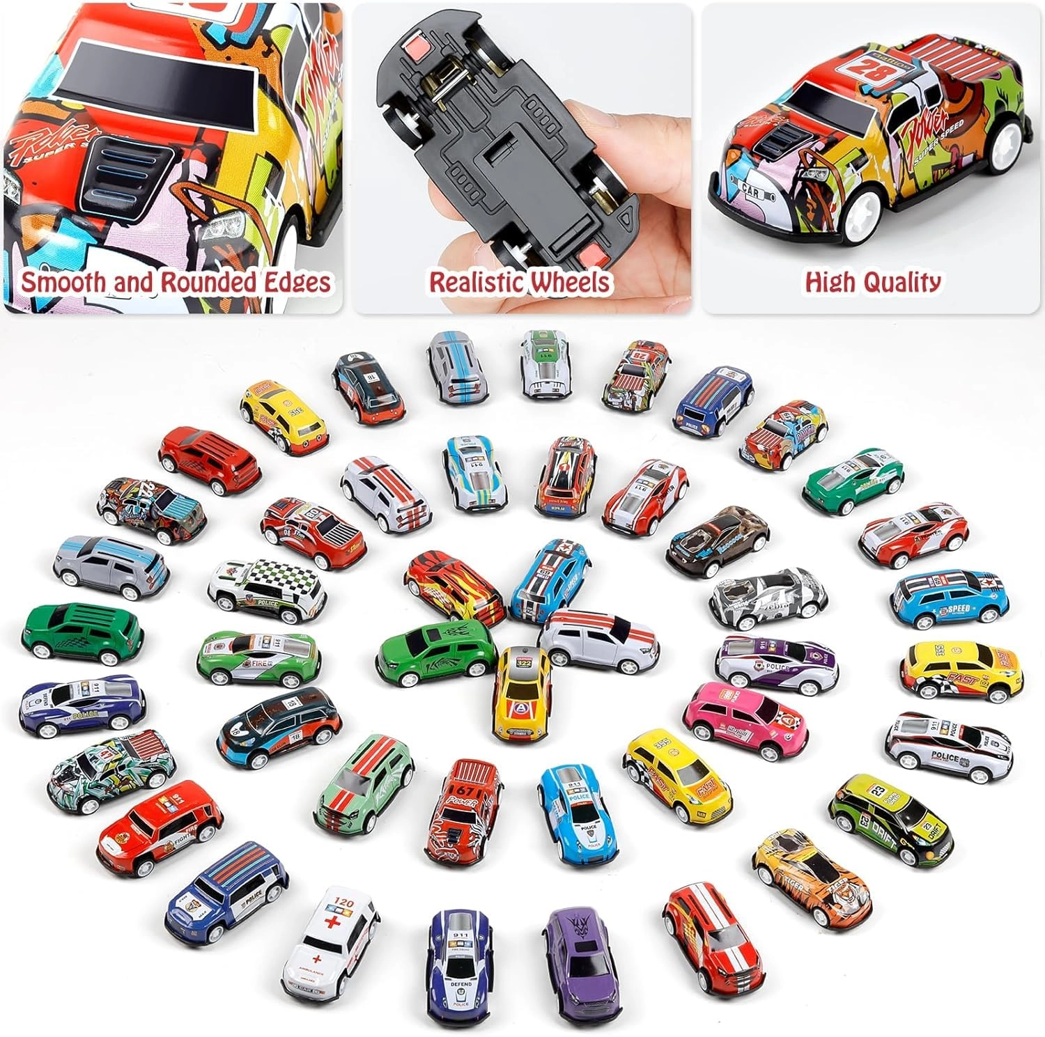 Pull Back Car Container Set - 1:64 24pcs