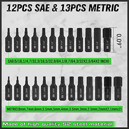 Hex Head Allen Wrench Drill Bit Set - 1/4 inch hex