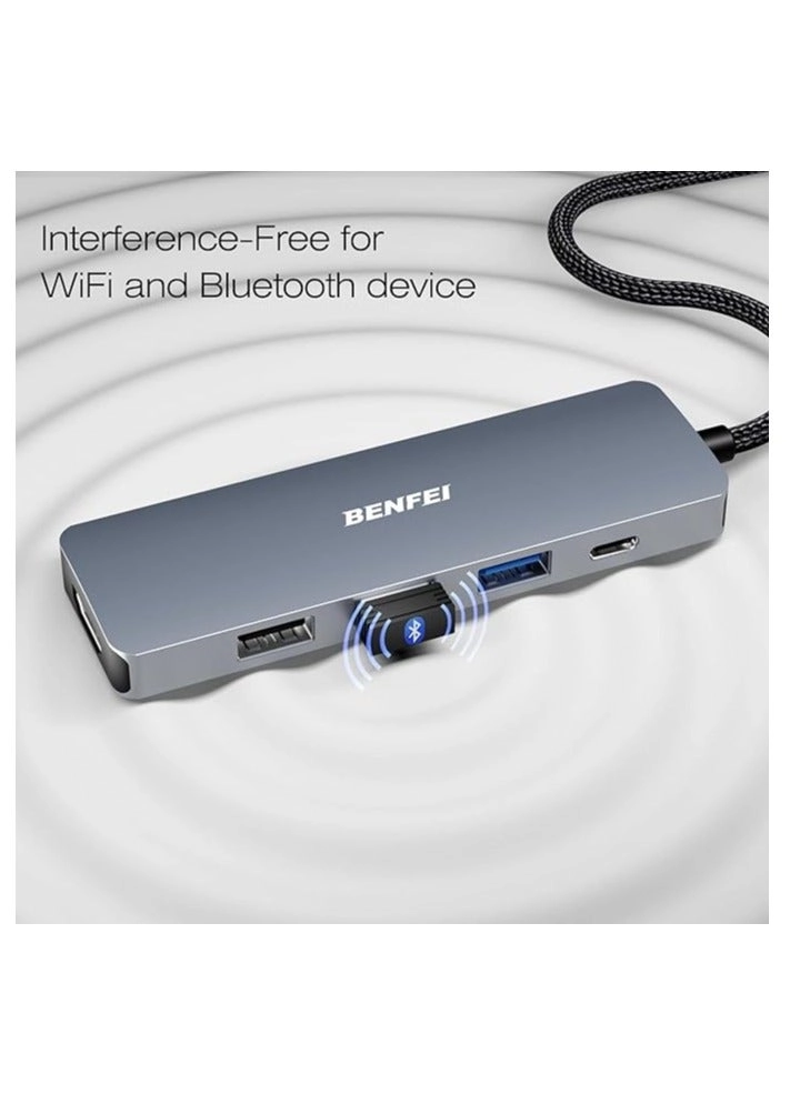 5in1 USB C Hub - 4K HDMI 3 USB-A 100W Power Delivery