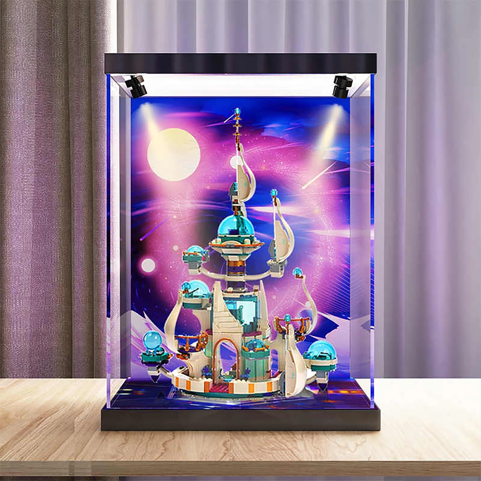 bodamaike Clear Acrylic Display Case - Ceiling light + background