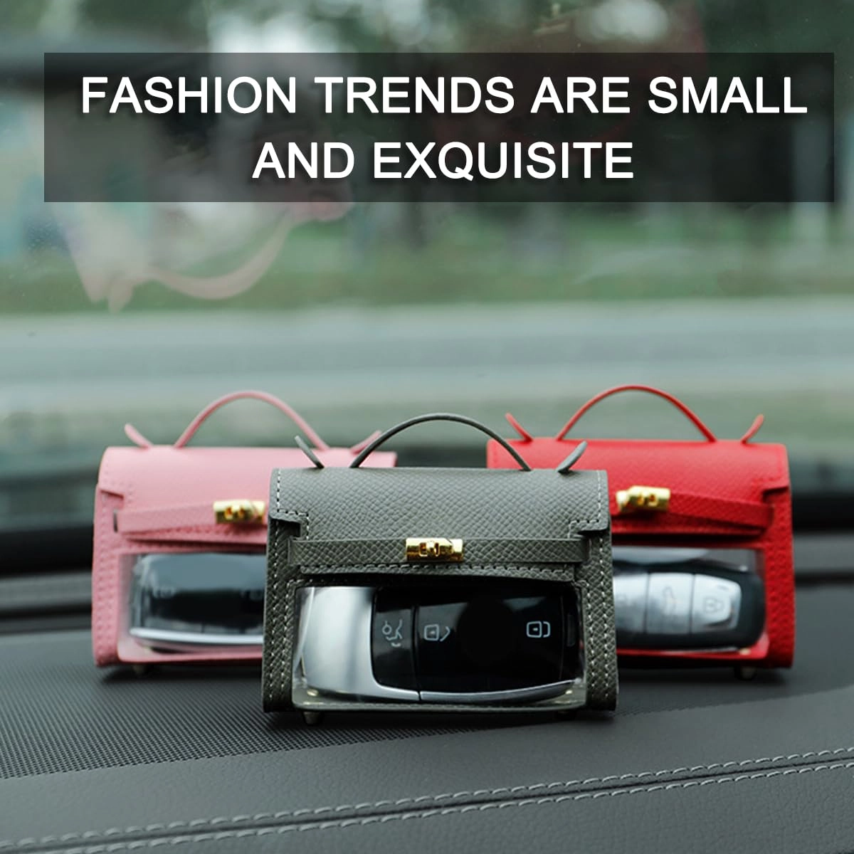 Mini Creative Car Key Case - Red Leather