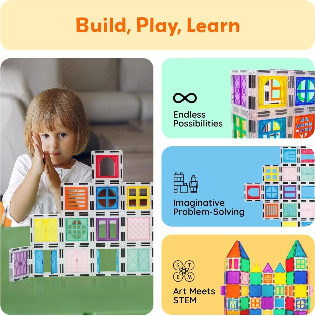 Magnetic Tiles Clip-On Window and Door - 40 pcs