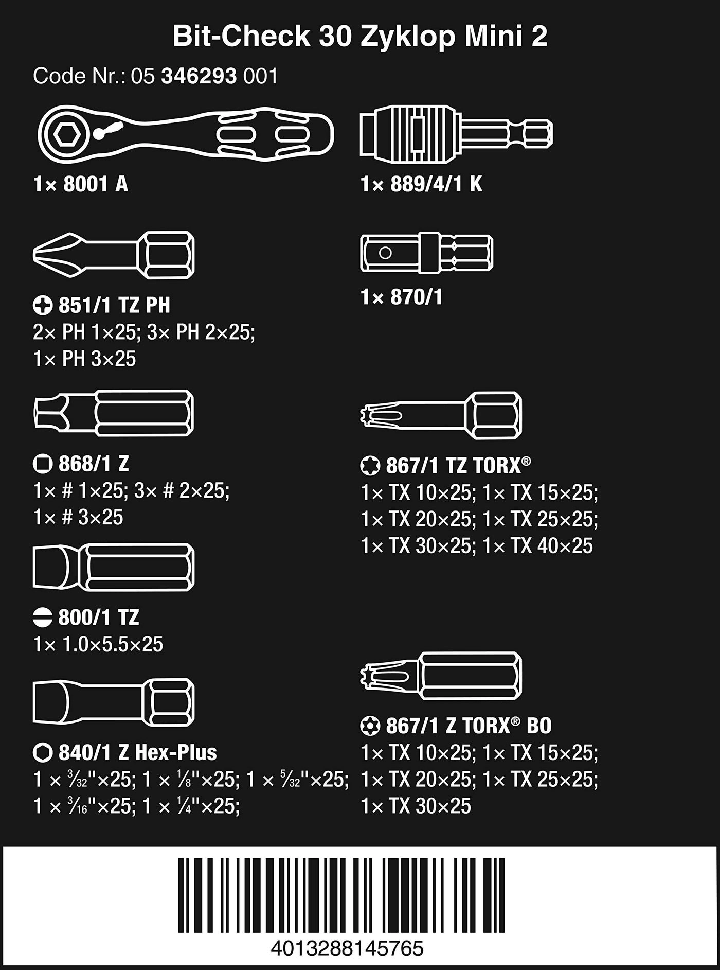 5346293001 - 1/4" Drive Bit Set Carrying Case