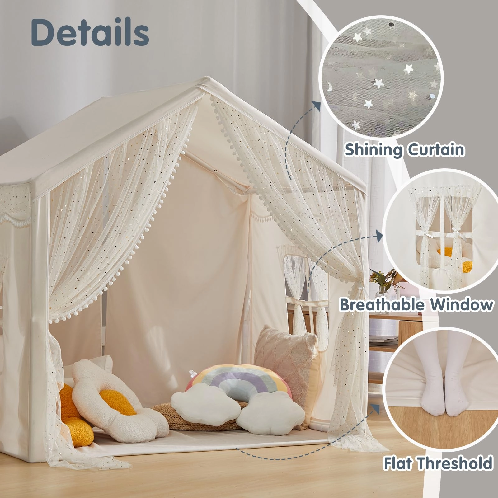 Play Tent - 125cmx80cmx115cm Beige