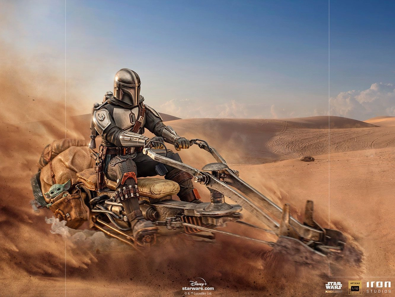 The Mandalorian on Speederbike Deluxe - Star Wars - Battle Diorama Series Art Scale 1:10