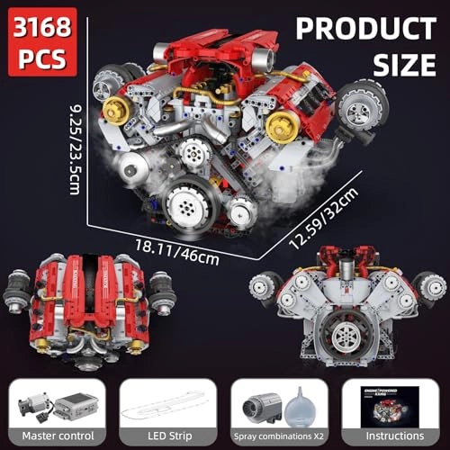 Electric V8 Engine Kit Engineering Skills - 14 years+ 3168 pieces