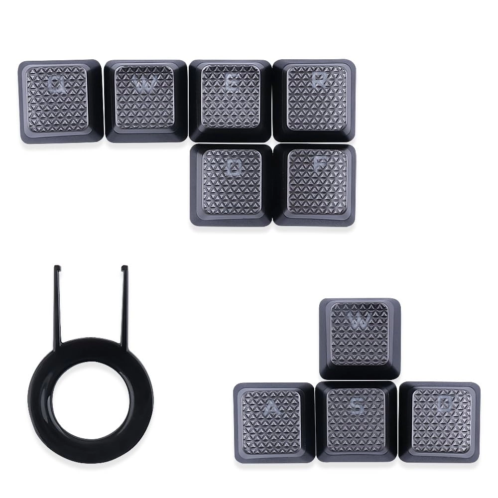 HUYUN Backlit Textured Keycaps - 10Keys Silver Grey Hexagonal