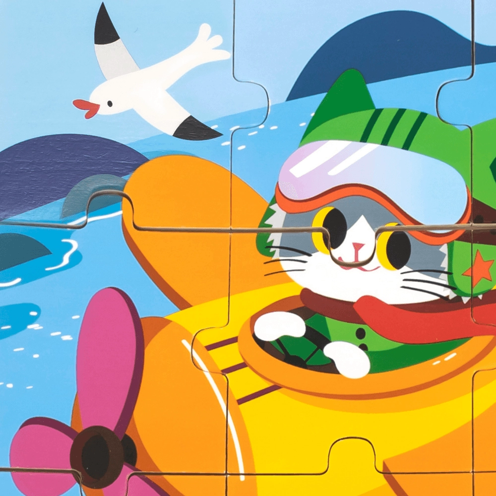 Cat On A Plane Wooden Puzzle (29464294-44632) - 9 pcs