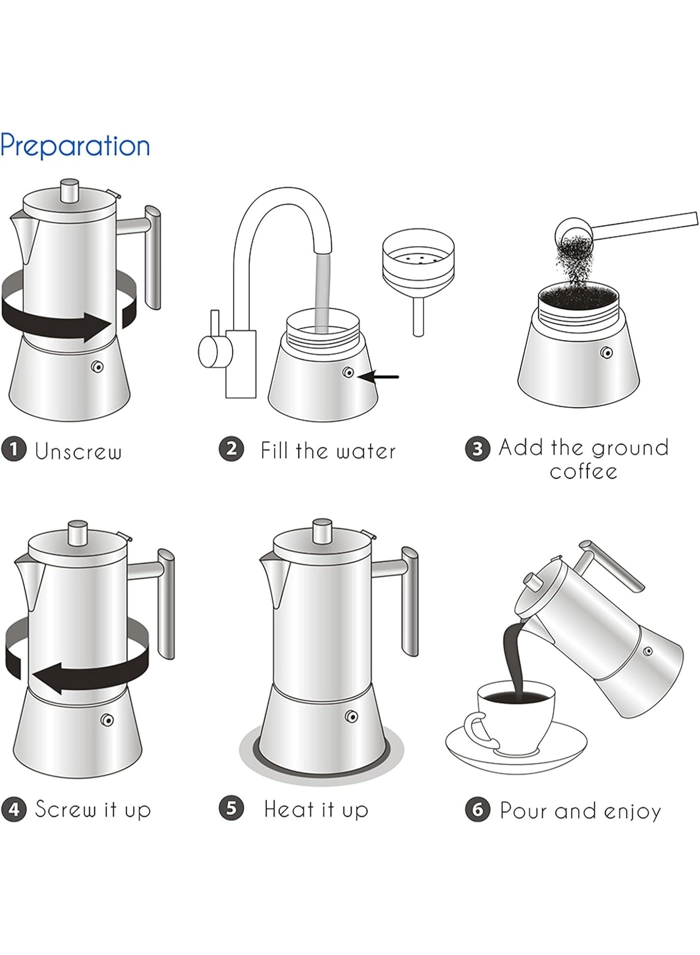 Moka Pot - Stovetop Induction 6Cup