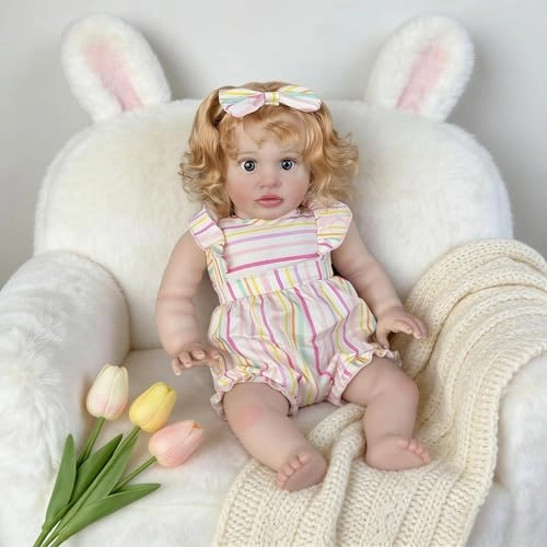 Pippa Reborn Baby Doll - 26 inch Cotton Vinyl Hand-rooted Curly Hair Ages 3+