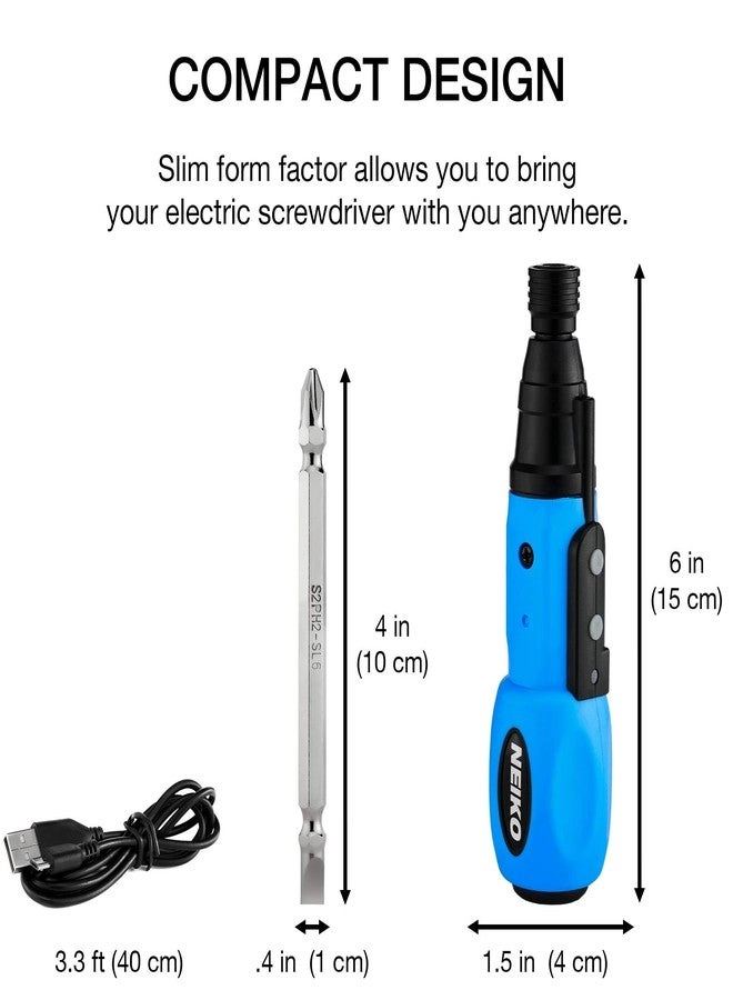 10577A - Cordless Power Screwdriver 1/4” Hex Auto-Lock Safety Chuck USB Rechargeable Lithium-Ion