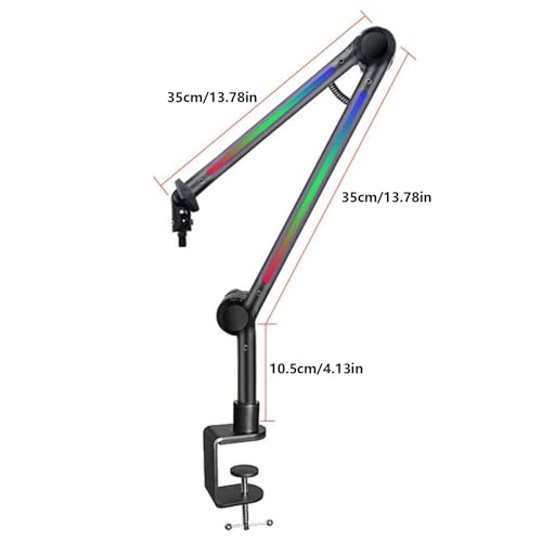 LED Microphone Arm Stand - Adjustable Boom 180Rotatable LED Lighting