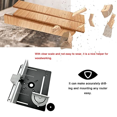 Router Table Insert Plate - 240 x 200mm Aluminum Alloy + Backer Plate + 180° Angle Gauge