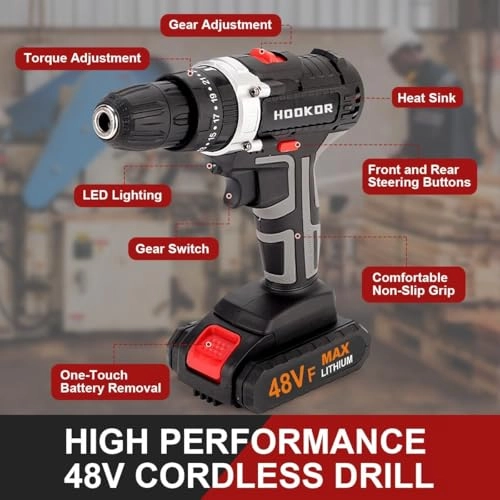 Cordless Drill Set - 48V 1300mAh