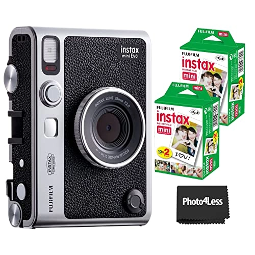 INSTAX Mini EVO - 2.4" x 1.8" + Instax Film - 20 Sheets + Custom Case + Album - MiniMate 96 slot + micro memory card - 32GB