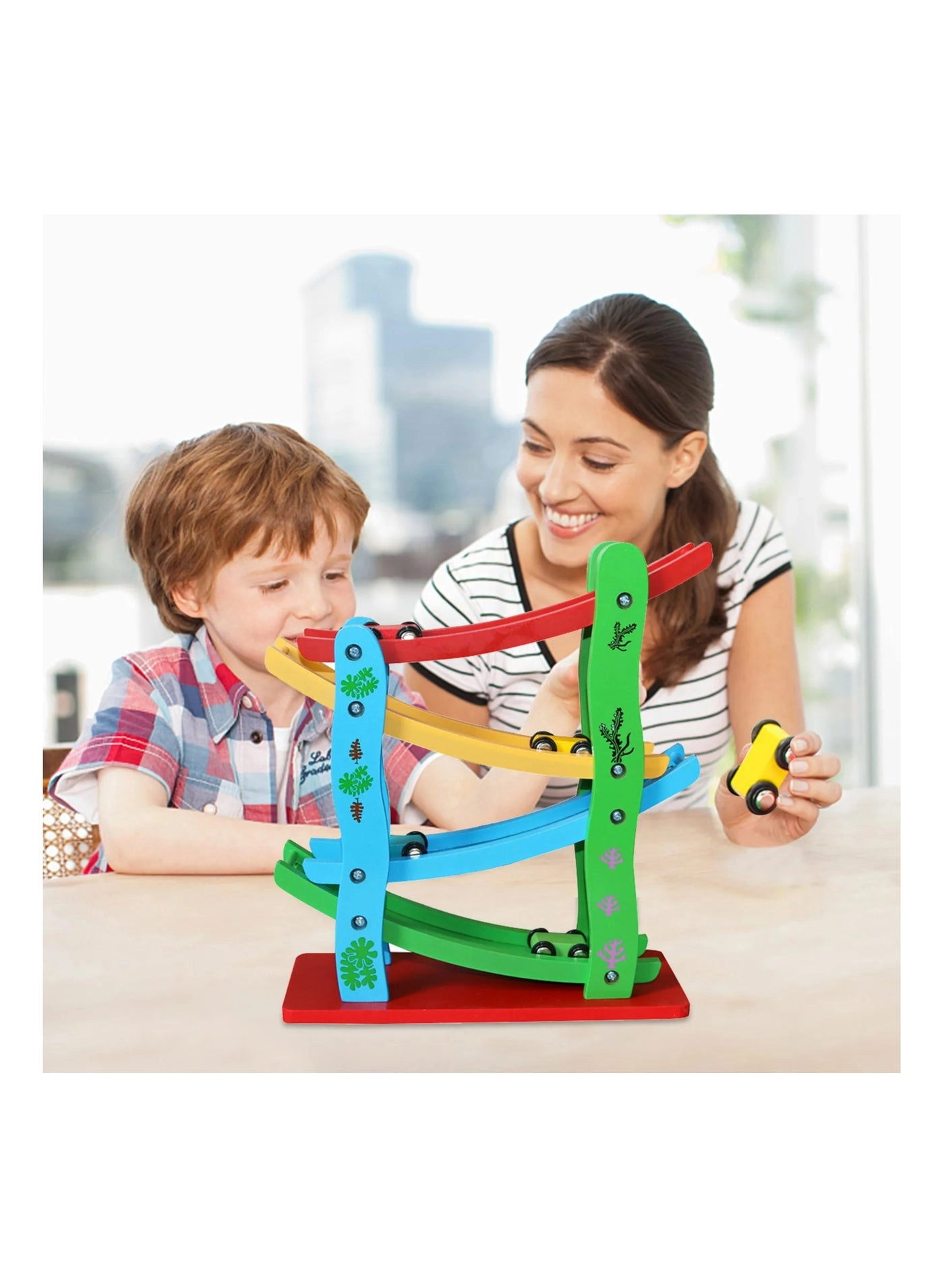 Wooden Track Car Toy - 4 piece(s)