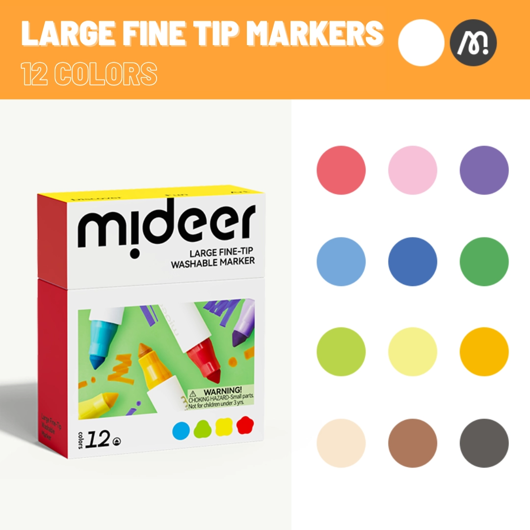 Fine Tip Washable Markers - Multi Colour Large cone tip