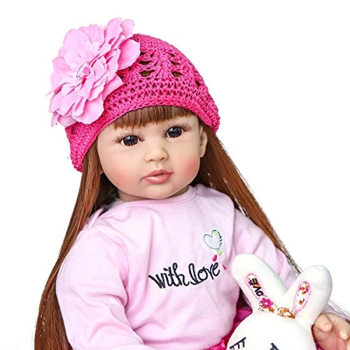 Reborn Toddler Doll - 24 inch Silicone Vinyl Girl Pink Dress Ages 3+