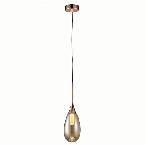 Teardrop Glass Ceiling Pendant Light - Smoke Gray E27 1 light