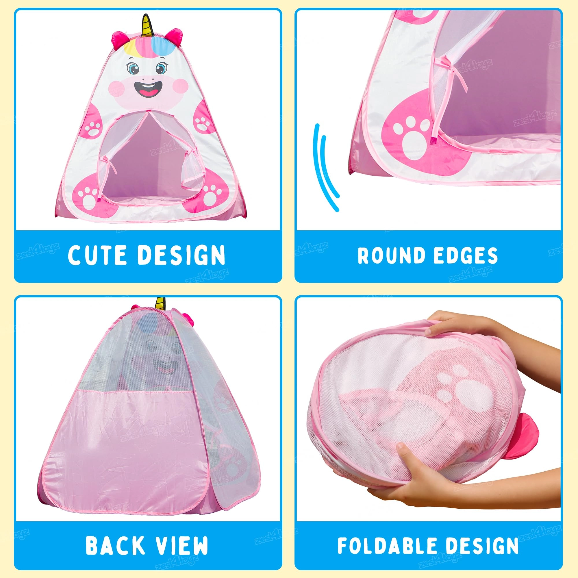 Pop Unicorn Tent - 79 cm x 79 cm x 95 cm Pink
