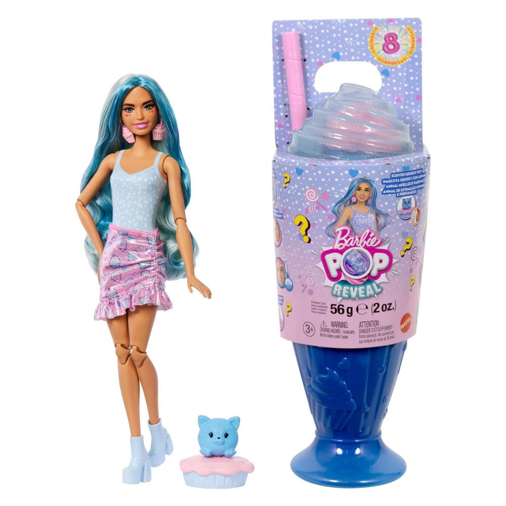 Barbie Pop Reveal Treat Series - Blue Hair Cool Cupcake Ages 3+