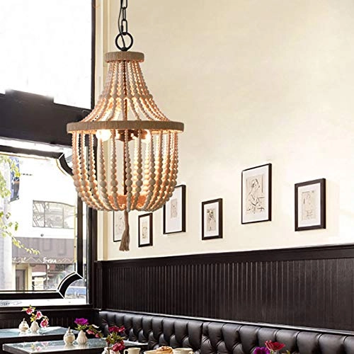 French Country Wooden Chandeliers - E14 3pc Retro white 40*60㎝