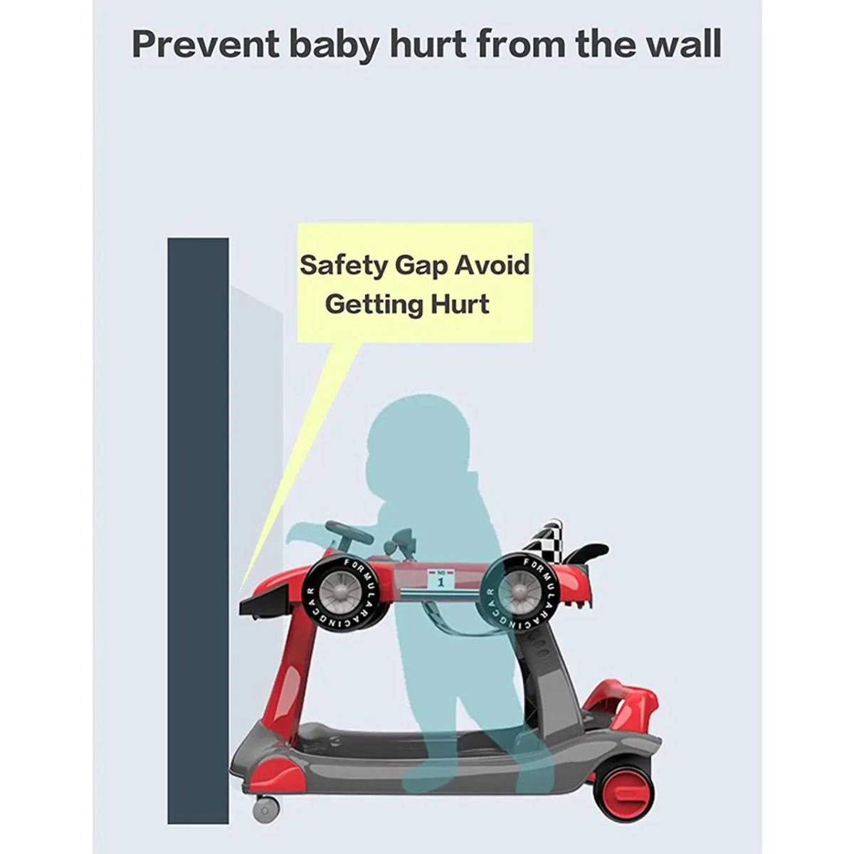 Ryan 4 In 1 Safety Baby Car Walker - Black Music and Lights