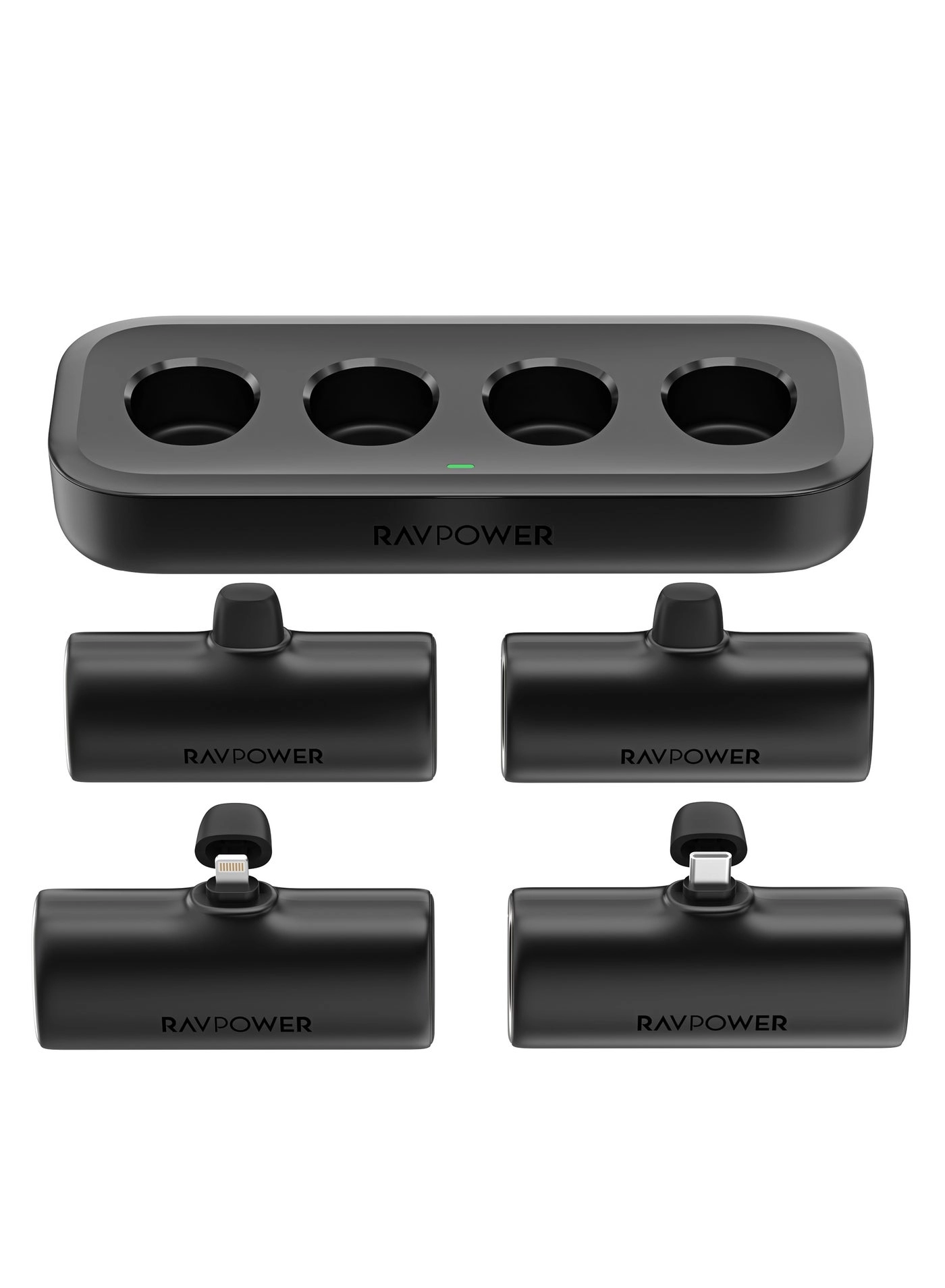 4-Battery Dock - 2x Lightning 2x Type-C iPhone iPad iPod