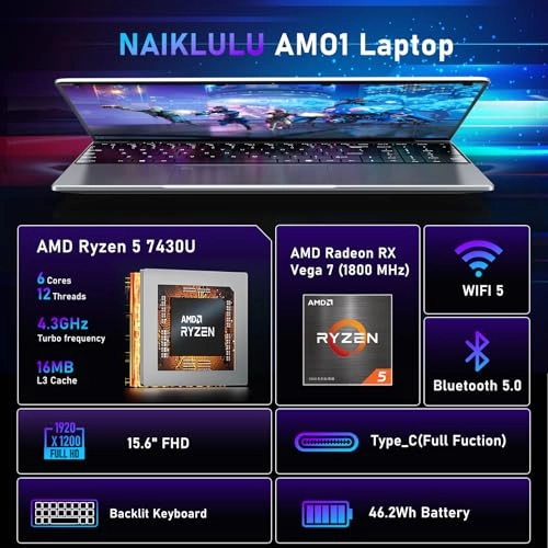 AM01 - 15.6'' Ryzen 5 7430U 16GB DDR4 1TB SSD