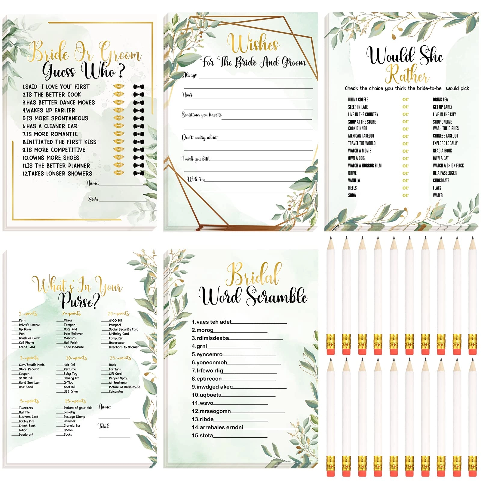 Bridal Shower Game - 145 Pieces