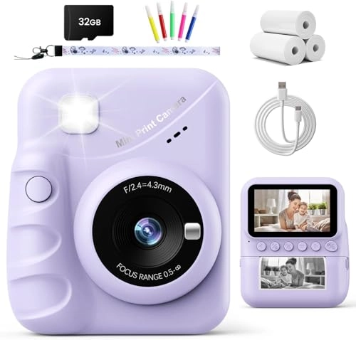 Kids Camera Instant Print - 3-inch HD Screen 1080P 32GB