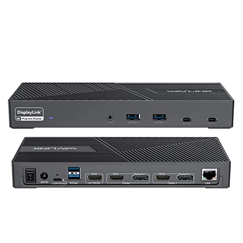 WAVLINK USB C Docking Station - USB C 3 HDMI 4K60Hz 100W