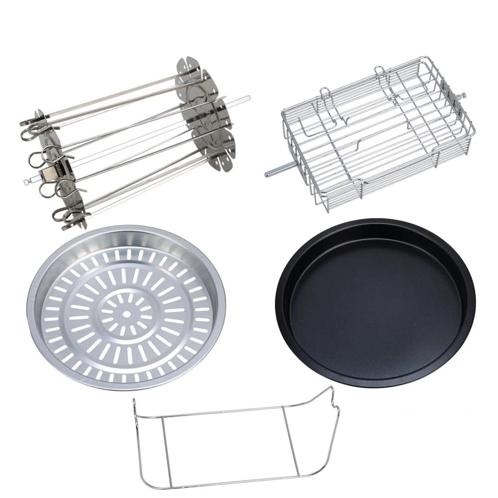 BBQ Needle - 5-piece stainless steel + Grilled Rack + Steamer + Fry Pan + Rotary Cage