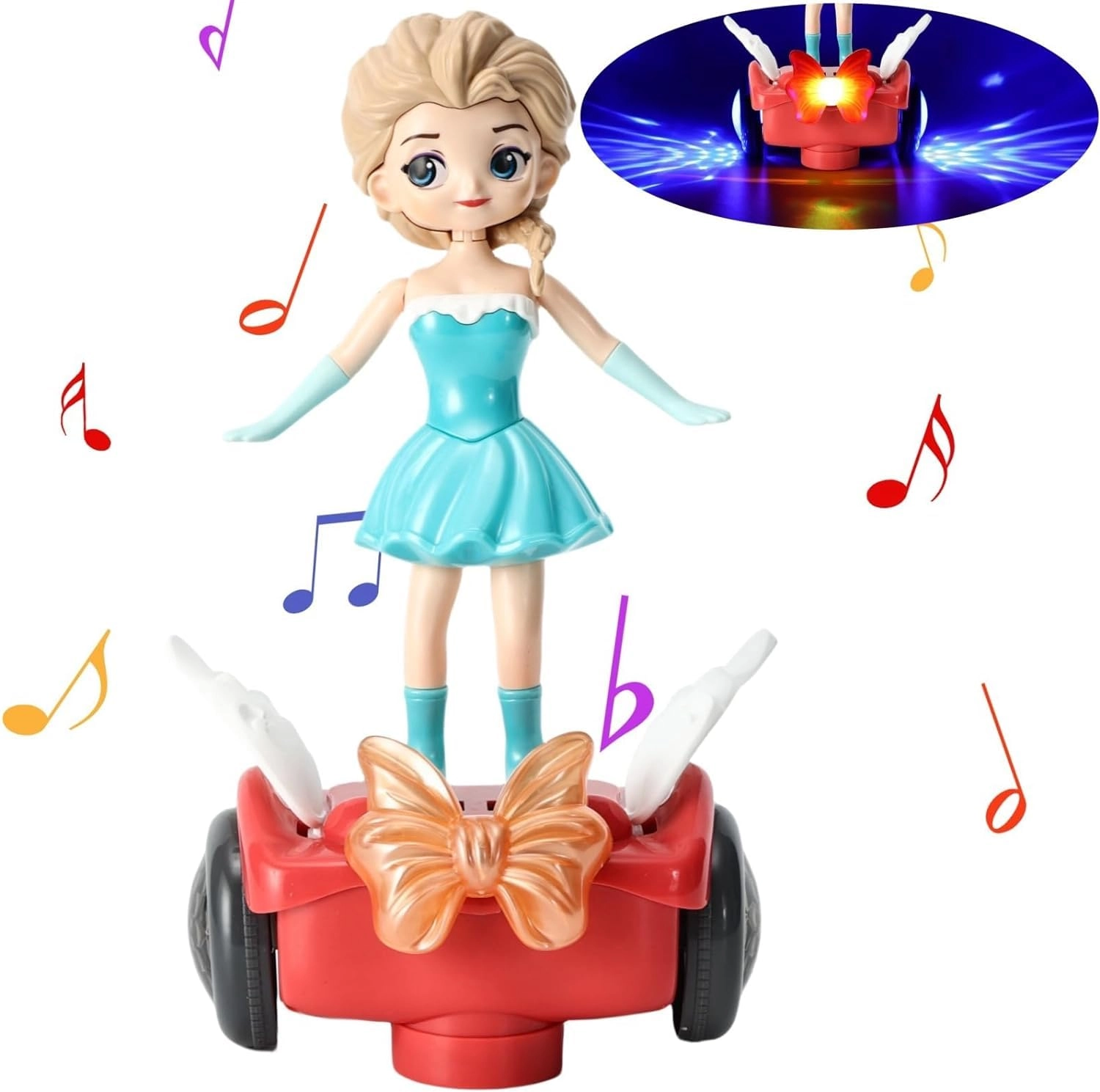 PLUSPOINT Dancing Doll - Colorful Flashing Lights Music Bump-and-Go