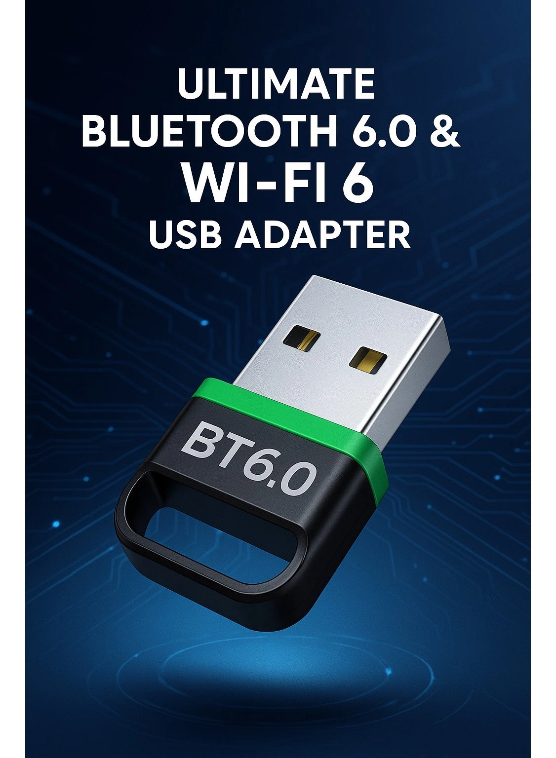 Bluetooth 6.0 & WiFi 6 USB Adapter - Dual-Band 2.4/5GHz USB Wireless