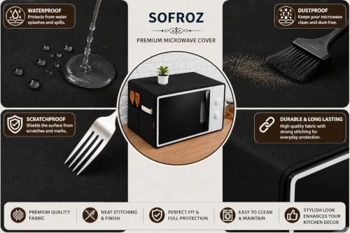 Microwave Oven Cover - 100 x 35 cm Black Nylon