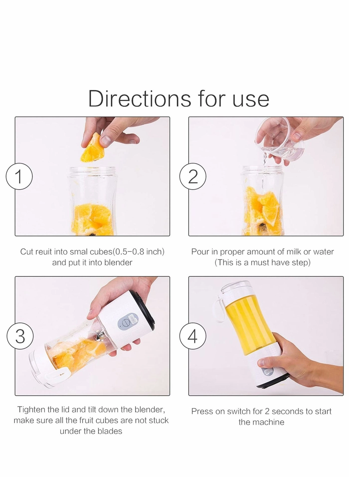 Portable Blender Smoothie Maker - Rechargeable Leakproof Lid Sip Spout