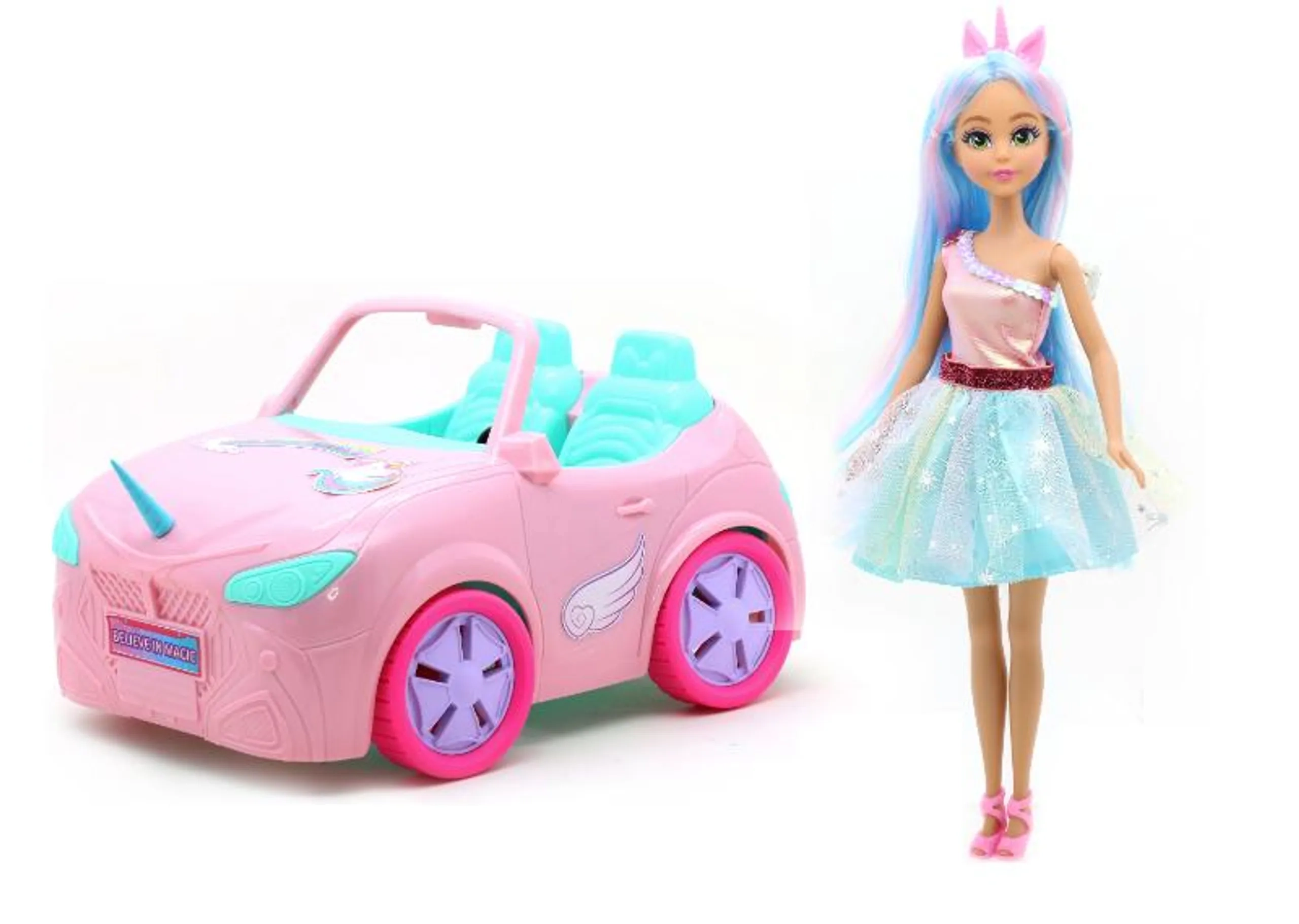 Dreameez Unicorn Doll - Adorable + Mini Car - Colorful Ages 3+