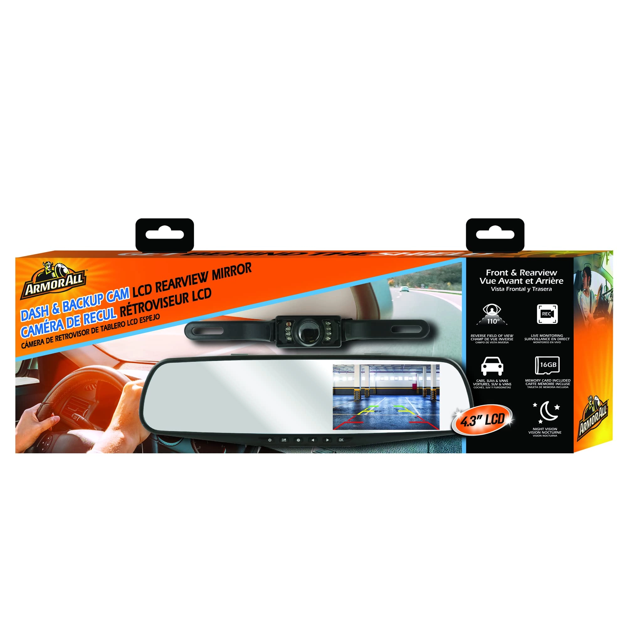 Jem Accessories Rearview Mirror Dash and Backup Camera - 720P
