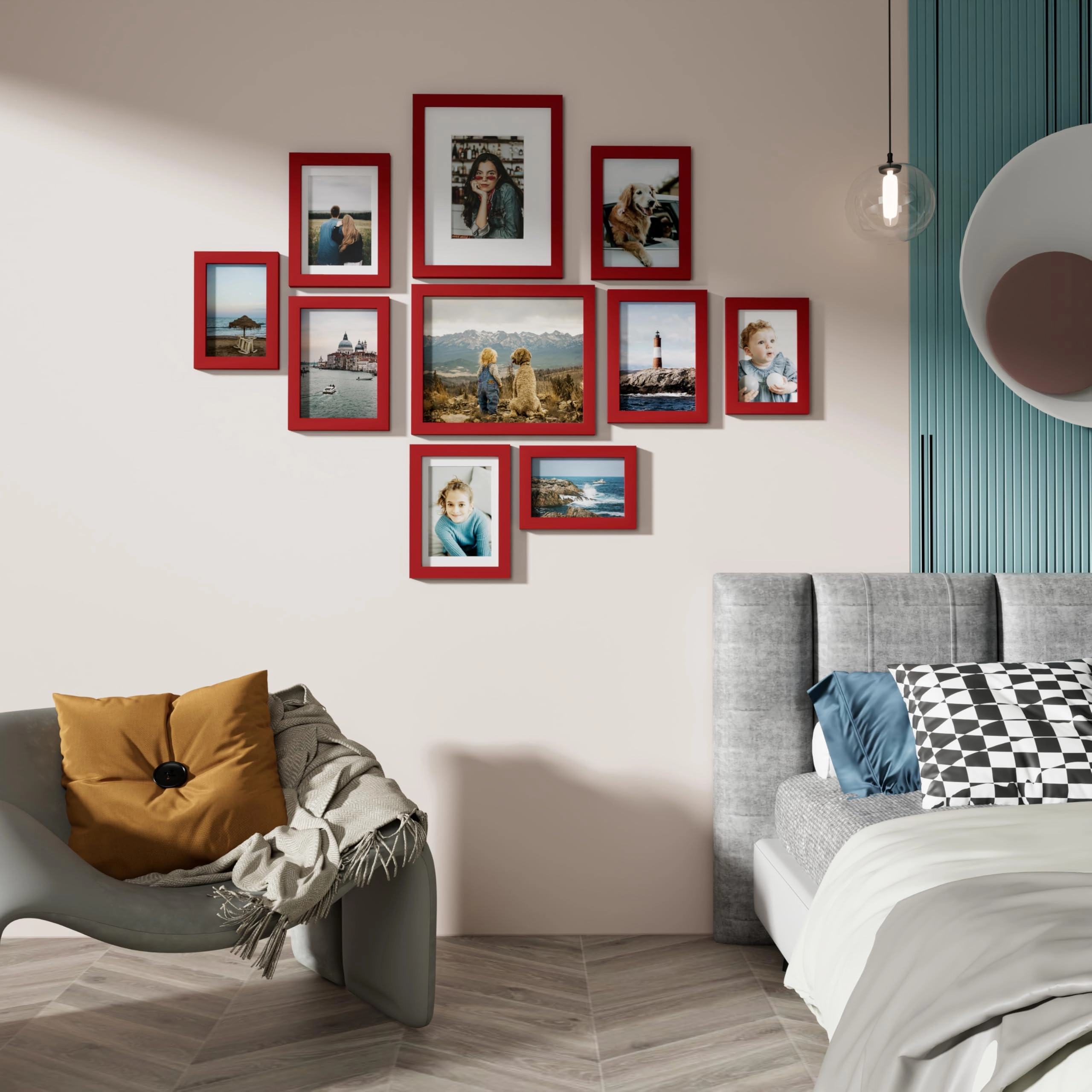 Picture Frames Set - 10 Pack Rustic Grey