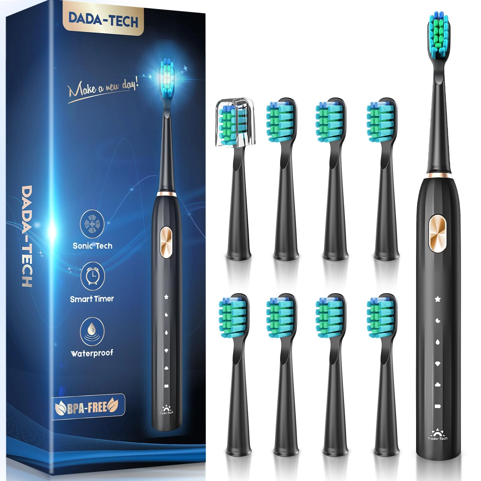 Sonic Toothbrush - 5 Cleaning Modes 9 Brush Heads