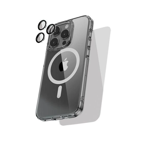 ESSE Airskin Magsafe Case Clear Case with MagSafe for iPhone 15 Pro + Tempered Glass + Lens Protector