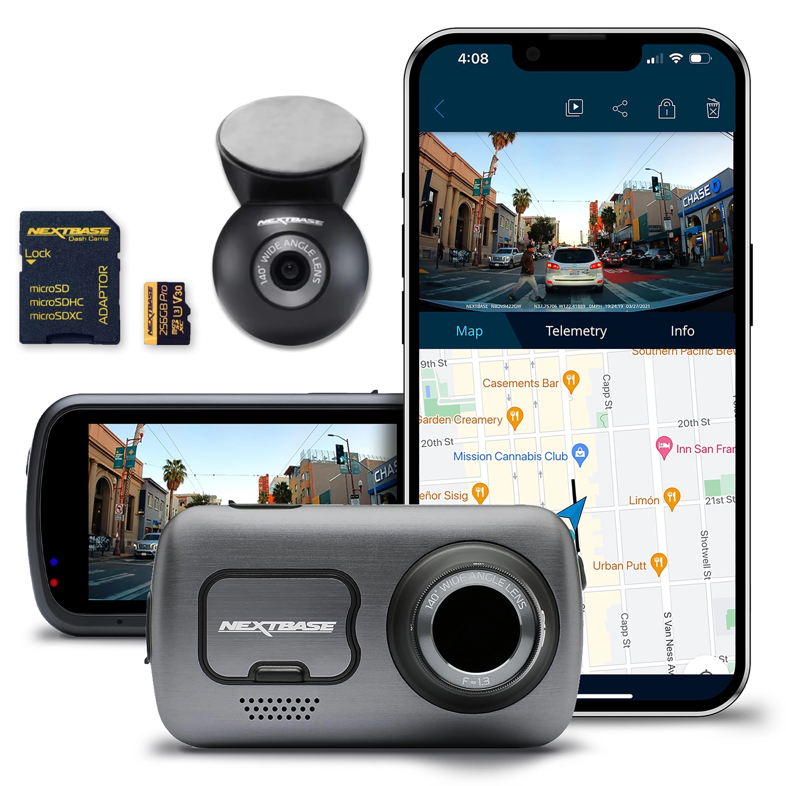 Nextbase 622GW - 4K 30FPS + Rear Window Camera + Micro SD Card - 256GB