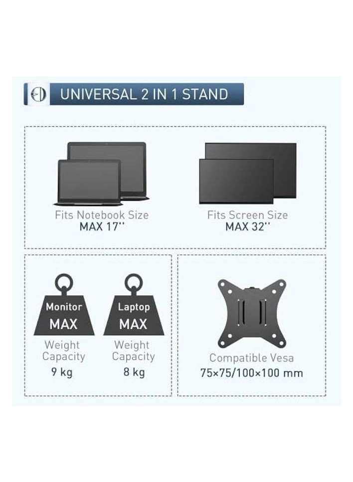 Laptop Monitor Mount Stand - 33-68cm up to 40cm
