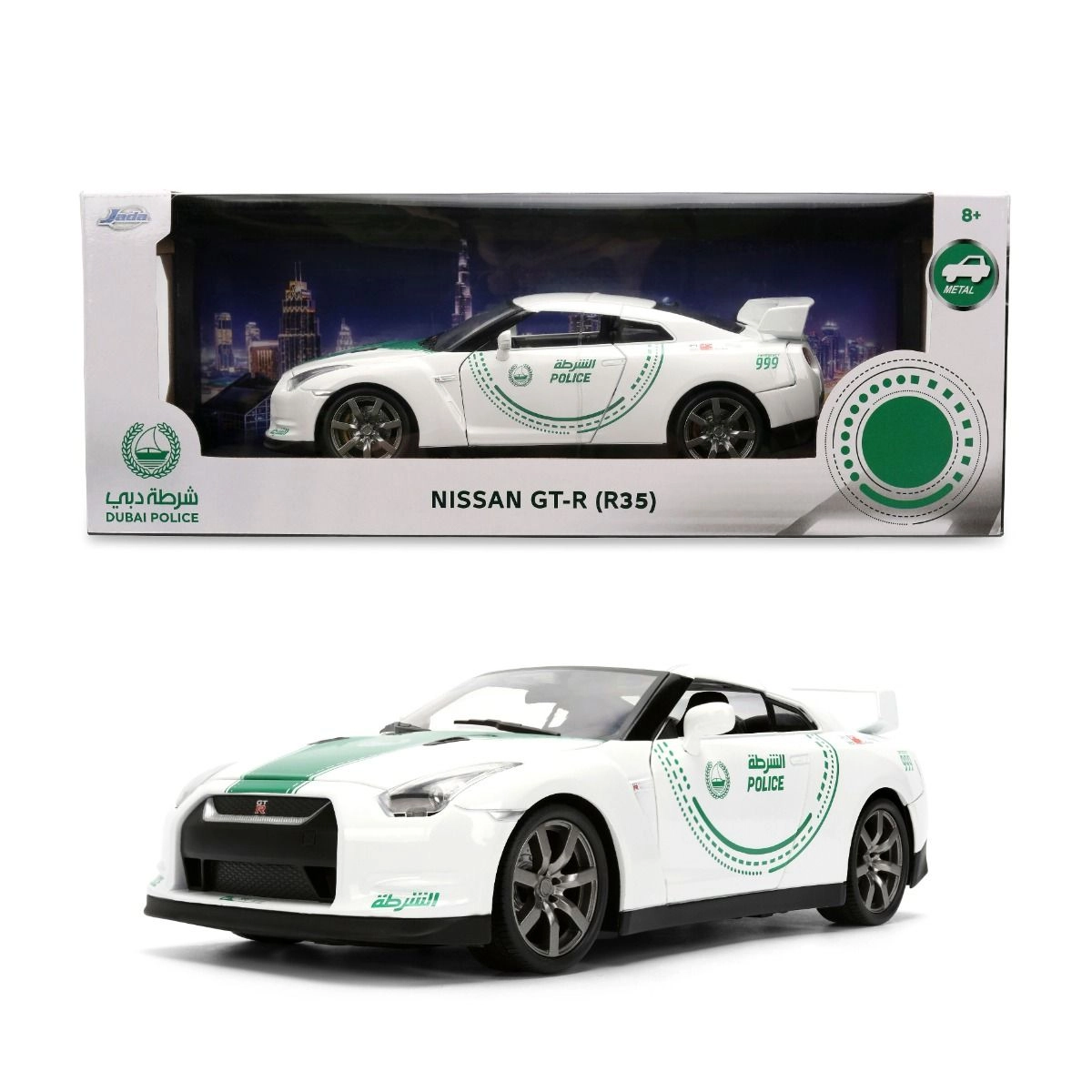 Dubai Police Nissan GT-R - Die-Cast Metal Body - 1:18